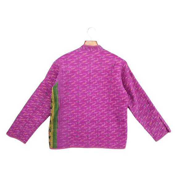 Sam Hilu Silk Reversible Jacket Womens Pink Purple Button Front Size S - Picture 3 of 13